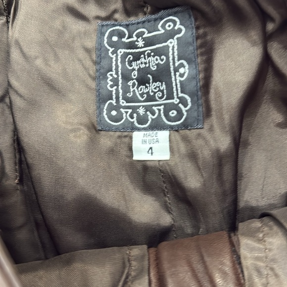 Vintage Cynthia Rowley Brown Leather Pants Size 4 - Picture 4 of 11